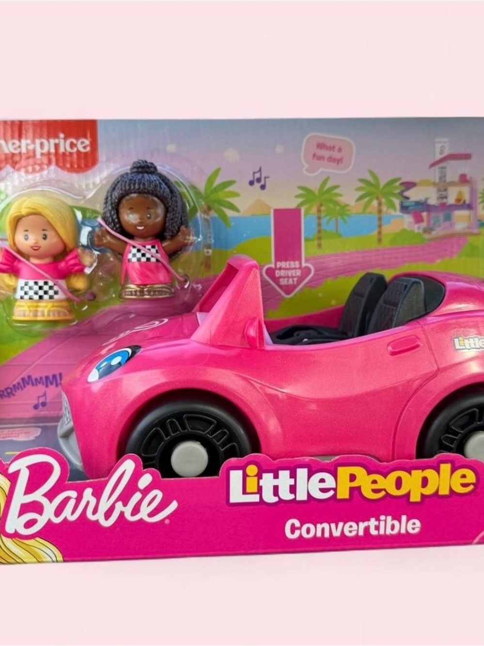 Barbie Little People Pink Convertible with Two Dolls